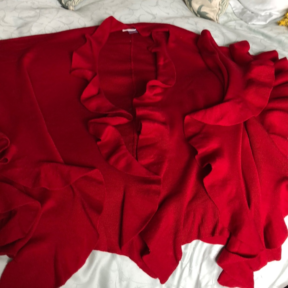 Red ruffled cape/shawl